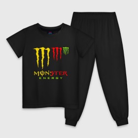 Детская пижама хлопок с принтом MONSTER ENERGY (Z) в Белгороде, 100% хлопок |  брюки и футболка прямого кроя, без карманов, на брюках мягкая резинка на поясе и по низу штанин
 | Тематика изображения на принте: black monster | bmx | claw | cybersport | energy | monster | monster energy | moto | motocross | race | sport | киберспорт | когти | монстер энерджи | монстр | мото | мотокросс | ралли | скейтбординг | спорт | энергия