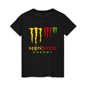 Женская футболка хлопок с принтом MONSTER ENERGY (Z) в Белгороде, 100% хлопок | прямой крой, круглый вырез горловины, длина до линии бедер, слегка спущенное плечо | black monster | bmx | claw | cybersport | energy | monster | monster energy | moto | motocross | race | sport | киберспорт | когти | монстер энерджи | монстр | мото | мотокросс | ралли | скейтбординг | спорт | энергия