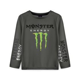 Детский лонгслив 3D с принтом MONSTER ENERGY (Z) в Белгороде, 100% полиэстер | длинные рукава, круглый вырез горловины, полуприлегающий силуэт
 | black monster | bmx | claw | cybersport | energy | monster | monster energy | moto | motocross | race | sport | киберспорт | когти | монстер энерджи | монстр | мото | мотокросс | ралли | скейтбординг | спорт | энергия