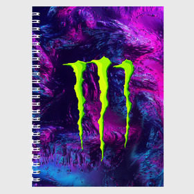 Тетрадь с принтом MONSTER ENERGY (Z) в Белгороде, 100% бумага | 48 листов, плотность листов — 60 г/м2, плотность картонной обложки — 250 г/м2. Листы скреплены сбоку удобной пружинной спиралью. Уголки страниц и обложки скругленные. Цвет линий — светло-серый
 | black monster | bmx | claw | cybersport | energy | monster | monster energy | moto | motocross | race | sport | киберспорт | когти | монстер энерджи | монстр | мото | мотокросс | ралли | скейтбординг | спорт | энергия