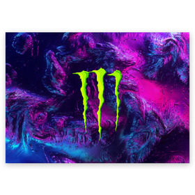 Поздравительная открытка с принтом MONSTER ENERGY (Z) в Белгороде, 100% бумага | плотность бумаги 280 г/м2, матовая, на обратной стороне линовка и место для марки
 | black monster | bmx | claw | cybersport | energy | monster | monster energy | moto | motocross | race | sport | киберспорт | когти | монстер энерджи | монстр | мото | мотокросс | ралли | скейтбординг | спорт | энергия