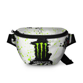 Поясная сумка 3D с принтом MONSTER ENERGY (Z) в Белгороде, 100% полиэстер | плотная ткань, ремень с регулируемой длиной, внутри несколько карманов для мелочей, основное отделение и карман с обратной стороны сумки застегиваются на молнию | black monster | bmx | claw | cybersport | energy | monster | monster energy | moto | motocross | race | sport | киберспорт | когти | монстер энерджи | монстр | мото | мотокросс | ралли | скейтбординг | спорт | т | энергия