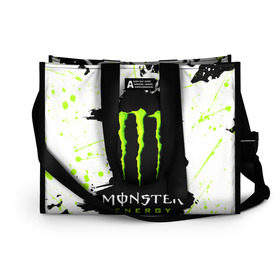 Сумка-шоппер 3D с принтом MONSTER ENERGY (Z) в Белгороде, 100% полиэстер | застегивается на металлическую кнопку; внутренний карман застегивается на молнию. Стенки укреплены специальным мягким материалом, чтобы защитить содержимое от несильных ударов
 | black monster | bmx | claw | cybersport | energy | monster | monster energy | moto | motocross | race | sport | киберспорт | когти | монстер энерджи | монстр | мото | мотокросс | ралли | скейтбординг | спорт | т | энергия