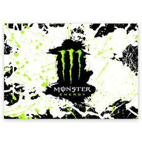 Поздравительная открытка с принтом MONSTER ENERGY (Z) в Белгороде, 100% бумага | плотность бумаги 280 г/м2, матовая, на обратной стороне линовка и место для марки
 | Тематика изображения на принте: black monster | bmx | claw | cybersport | energy | monster | monster energy | moto | motocross | race | sport | киберспорт | когти | монстер энерджи | монстр | мото | мотокросс | ралли | скейтбординг | спорт | т | энергия