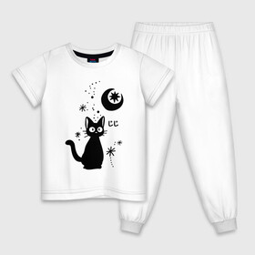 Детская пижама хлопок с принтом Jiji Cat в Белгороде, 100% хлопок |  брюки и футболка прямого кроя, без карманов, на брюках мягкая резинка на поясе и по низу штанин
 | Тематика изображения на принте: cat | jiji | kitty | аниме | ведьма | гибли | джиджи | животные | кот | котенок | кошка | миядзаки | мульт | мультфильм | тоторо