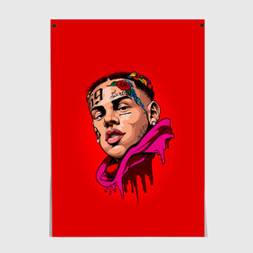 Постер с принтом Такеши 6ix9ine в Белгороде, 100% бумага
 | бумага, плотность 150 мг. Матовая, но за счет высокого коэффициента гладкости имеет небольшой блеск и дает на свету блики, но в отличии от глянцевой бумаги не покрыта лаком | 