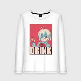 Женский лонгслив хлопок с принтом DRINK в Белгороде, 100% хлопок |  | anime | chuunibyou | cute | demo | drink | eye | ga | girl | hope | kawai | kawaii | koi | manga | rikka | takanashi | wicked | аниме | бант | гл | глаз | грешный | девочка | злой | любви | манга | на | надпись | не | пить | плакат | п