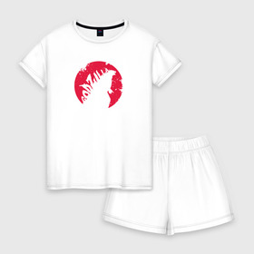 Женская пижама с шортиками хлопок с принтом Godzilla в Белгороде, 100% хлопок | футболка прямого кроя, шорты свободные с широкой мягкой резинкой | godzilla | годзила | годзилла