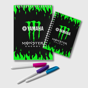 Блокнот с принтом MONSTER ENERGY (Z) в Белгороде, 100% бумага | 48 листов, плотность листов — 60 г/м2, плотность картонной обложки — 250 г/м2. Листы скреплены удобной пружинной спиралью. Цвет линий — светло-серый
 | bike | energy | monster | monster energy | moto | motocycle | sport | sportmotorcycle | yamaha | когти | монстер энерджи | монстр | мото | спорт | энергия | ямаха