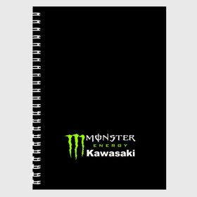 Тетрадь с принтом MONSTER ENERGY KAWASAKI (Z) в Белгороде, 100% бумага | 48 листов, плотность листов — 60 г/м2, плотность картонной обложки — 250 г/м2. Листы скреплены сбоку удобной пружинной спиралью. Уголки страниц и обложки скругленные. Цвет линий — светло-серый
 | bike | energy | kawasaki | monster | monster energy | moto | motocross | ninja | sport | zzr | кавасаки | кавасаки ниндзя | монстер энерджи | монстр | мото | мотокросс | ниндзя | спорт | энергия