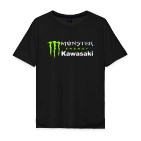 Мужская футболка хлопок Oversize с принтом KAWASAKI (Z) в Белгороде, 100% хлопок | свободный крой, круглый ворот, “спинка” длиннее передней части | Тематика изображения на принте: bike | energy | kawasaki | monster | monster energy | moto | motocross | ninja | sport | zzr | кавасаки | кавасаки ниндзя | монстер энерджи | монстр | мото | мотокросс | ниндзя | спорт | энергия