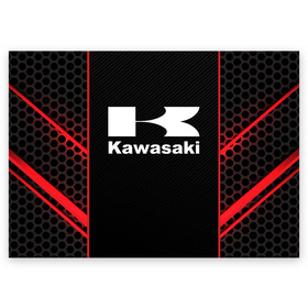 Поздравительная открытка с принтом KAWASAKI (Z) в Белгороде, 100% бумага | плотность бумаги 280 г/м2, матовая, на обратной стороне линовка и место для марки
 | Тематика изображения на принте: bike | kawasaki | moto | motocycle | ninja | sportmotorcycle | zzr | кавасаки | кавасаки ниндзя | мото | мотоспорт | ниндзя