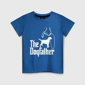 Детская футболка хлопок с принтом The Dogfather - пародия  в Белгороде, 100% хлопок | круглый вырез горловины, полуприлегающий силуэт, длина до линии бедер | Тематика изображения на принте: godfather | крестный отец | лабрадор | ретривер | собака | собачник | хобби