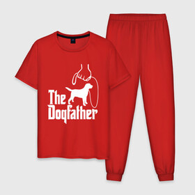 Мужская пижама хлопок с принтом The Dogfather - пародия  в Белгороде, 100% хлопок | брюки и футболка прямого кроя, без карманов, на брюках мягкая резинка на поясе и по низу штанин
 | Тематика изображения на принте: godfather | крестный отец | лабрадор | ретривер | собака | собачник | хобби