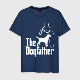 Мужская футболка хлопок с принтом The Dogfather - пародия  в Белгороде, 100% хлопок | прямой крой, круглый вырез горловины, длина до линии бедер, слегка спущенное плечо. | godfather | крестный отец | лабрадор | ретривер | собака | собачник | хобби