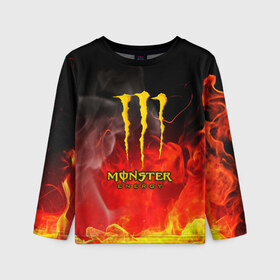 Детский лонгслив 3D с принтом MONSTER ENERGY в Белгороде, 100% полиэстер | длинные рукава, круглый вырез горловины, полуприлегающий силуэт
 | energy | honda | mercedes | monster energy | porsche | racing | sport | toyota | автомобил | автомобильные | марка | машины | митсубиси | монстр | монстр энерджи | порше | спорт | тесла | тойота | хонда