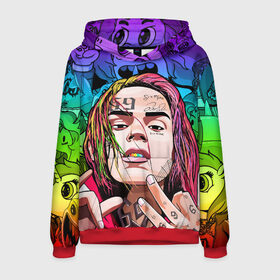 Мужская толстовка 3D с принтом 6IX9INE в Белгороде, 100% полиэстер | двухслойный капюшон со шнурком для регулировки, мягкие манжеты на рукавах и по низу толстовки, спереди карман-кенгуру с мягким внутренним слоем. | 6ix9ine | gooba | hernandez | tekashi