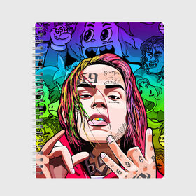 Тетрадь с принтом 6IX9INE в Белгороде, 100% бумага | 48 листов, плотность листов — 60 г/м2, плотность картонной обложки — 250 г/м2. Листы скреплены сбоку удобной пружинной спиралью. Уголки страниц и обложки скругленные. Цвет линий — светло-серый
 | 6ix9ine | gooba | hernandez | tekashi