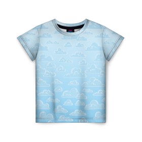 Детская футболка 3D с принтом Очень светлые голубые облака в Белгороде, 100% гипоаллергенный полиэфир | прямой крой, круглый вырез горловины, длина до линии бедер, чуть спущенное плечо, ткань немного тянется | textures | белый | лазурный | мультяшный | небеса | небо | облака | рисунок | светлый | текстуры | тучки | узор | фон