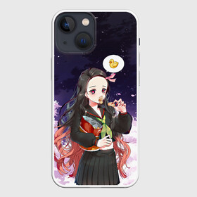 Чехол для iPhone 13 mini с принтом Незуко в Белгороде,  |  | anime | blade demon | demon slayer | kamado | kimetsu no yaiba | nezuko | аниме | демон | зенитсу | камадо | киметсу | клинок рассекающий демонов | недзуко | незуко | тандзиро | юноске