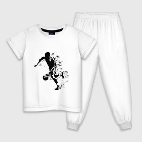 Детская пижама хлопок с принтом MICHAEL JORDAN  (Z) в Белгороде, 100% хлопок |  брюки и футболка прямого кроя, без карманов, на брюках мягкая резинка на поясе и по низу штанин
 | Тематика изображения на принте: 23 | bulls | chicago bulls | jordan | logo | michael jordan | nba | paris saint germain | psg | red | sport | быки | джордан | лого | майкл джордан | псж | спорт | чикаго буллс