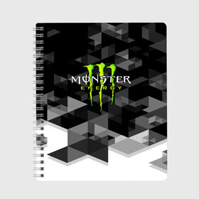 Тетрадь с принтом MONSTER ENERGY в Белгороде, 100% бумага | 48 листов, плотность листов — 60 г/м2, плотность картонной обложки — 250 г/м2. Листы скреплены сбоку удобной пружинной спиралью. Уголки страниц и обложки скругленные. Цвет линий — светло-серый
 | black monster | bmx | claw | cybersport | energy | monster | monster energy | moto | motocross | race | sport | киберспорт | когти | монстер энерджи | монстр | мото | мотокросс | ралли | скейтбординг | спорт | энергия
