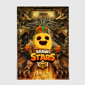 Постер с принтом Brawl Stars Robot Spike в Белгороде, 100% бумага
 | бумага, плотность 150 мг. Матовая, но за счет высокого коэффициента гладкости имеет небольшой блеск и дает на свету блики, но в отличии от глянцевой бумаги не покрыта лаком | brawl stars | brawl stars spike robot | spike | spike robot | бравл кактус | бравл спайк | бравл старс | кактус | робоспайк | спайк | спайк бравл старс