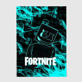 Постер с принтом Fortnite Marshmello. в Белгороде, 100% бумага
 | бумага, плотность 150 мг. Матовая, но за счет высокого коэффициента гладкости имеет небольшой блеск и дает на свету блики, но в отличии от глянцевой бумаги не покрыта лаком | archetype | fortnite | fortnite x | game | ikonik | marshmello | raven | архетип | ворон | игра | иконик | маршмелло | фортнайт