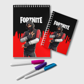 Блокнот с принтом FORTNITE x IKONIK в Белгороде, 100% бумага | 48 листов, плотность листов — 60 г/м2, плотность картонной обложки — 250 г/м2. Листы скреплены удобной пружинной спиралью. Цвет линий — светло-серый
 | deadmau5 | fortnite | fortnite 2 | fortnite x маршмелло | ikonik | marshmello | ninja | ninja streamer | raven | travis scott | ворон | иконик | ниндзя | пили | рейвен | трэвис скотт | фортнайт