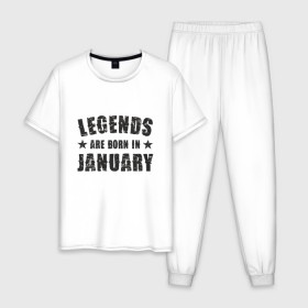 Мужская пижама хлопок с принтом Легенды рождаются в январе в Белгороде, 100% хлопок | брюки и футболка прямого кроя, без карманов, на брюках мягкая резинка на поясе и по низу штанин
 | best | birthday | born | day | family | happy birthday | legend | star | year | возраст | год | день | день рождения | звезда | зима | именинник | именины | легенда | лучший | месяц | подарок | праздник | ребенок | родители | рождение