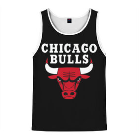 Мужская майка 3D с принтом CHICAGO BULLS в Белгороде, 100% полиэстер | круглая горловина, приталенный силуэт, длина до линии бедра. Пройма и горловина окантованы тонкой бейкой | Тематика изображения на принте: bulls | chicago | chicago bulls | nba | red bulls | usa | америка | быки | нба | сша | чикаго буллс