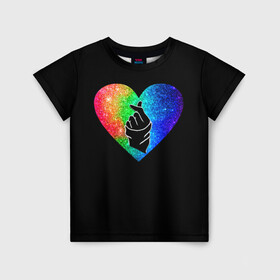 Детская футболка 3D с принтом Сердечко в Белгороде, 100% гипоаллергенный полиэфир | прямой крой, круглый вырез горловины, длина до линии бедер, чуть спущенное плечо, ткань немного тянется | bts | rm | бойбенд | бтс | ви | джонгук | корейское сердечко | любовь | музыка | сердце | сюги | чимин | чин