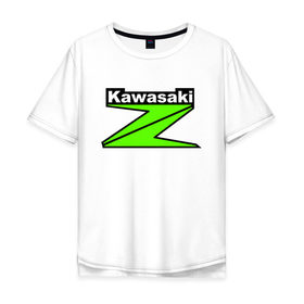 Мужская футболка хлопок Oversize с принтом KAWASAKI (Z) в Белгороде, 100% хлопок | свободный крой, круглый ворот, “спинка” длиннее передней части | bike | kawasaki | moto | motocycle | ninja | sportmotorcycle | zzr | кавасаки | кавасаки ниндзя | мото | мотоспорт | ниндзя
