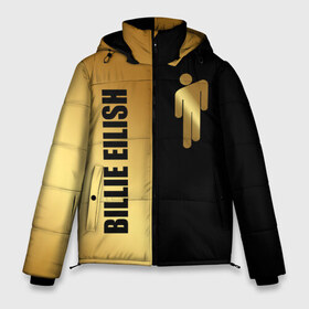 Мужская зимняя куртка 3D с принтом Billie Eilish Gold в Белгороде, верх — 100% полиэстер; подкладка — 100% полиэстер; утеплитель — 100% полиэстер | длина ниже бедра, свободный силуэт Оверсайз. Есть воротник-стойка, отстегивающийся капюшон и ветрозащитная планка. 

Боковые карманы с листочкой на кнопках и внутренний карман на молнии. | billie eilish | billie eilish gold | bud guy | gold блонш | logo | айлиш | айлишь | билли | билли айлиш | блонч | блонш | золотой | золотой логотип | лого | логотип билли айлиш | человечек