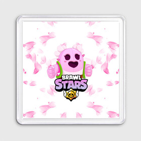 Магнит 55*55 с принтом Sakura Spike Brawl Stars в Белгороде, Пластик | Размер: 65*65 мм; Размер печати: 55*55 мм | brawl | brawl stars | sakura spike | spike | бравл | бравл кактус | бравл старс | кактус | сакура спайк | спайк | спайк бравл старс