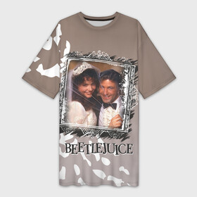 Платье-футболка 3D с принтом Beetlejuice. Барбара и Адам в Белгороде,  |  | beetlejuice | vdpartat | адам | барбара | битлджус | ужасы | черная комедия