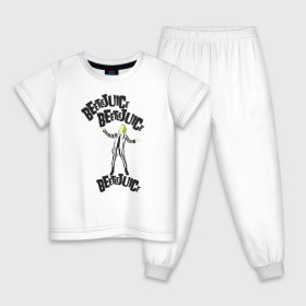 Детская пижама хлопок с принтом 2366317 в Белгороде, 100% хлопок |  брюки и футболка прямого кроя, без карманов, на брюках мягкая резинка на поясе и по низу штанин
 | Тематика изображения на принте: beetlejuice | vdpartat | битлджус | ужасы