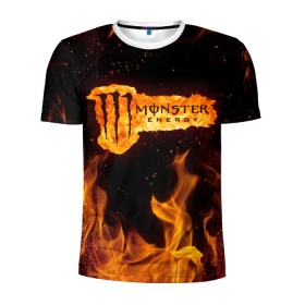 Мужская футболка 3D спортивная с принтом FIRE MONSTER ENERGY (Z) в Белгороде, 100% полиэстер с улучшенными характеристиками | приталенный силуэт, круглая горловина, широкие плечи, сужается к линии бедра | black monster | bmx | claw | energy | fire | monster | monster energy | moto | motocross | race | sport | киберспорт | когти | монстер энерджи | монстр | мото | мотокросс | огонь | ралли | скейтбординг | спорт | энергия