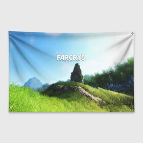 Флаг-баннер с принтом FARCRY5 в Белгороде, 100% полиэстер | размер 67 х 109 см, плотность ткани — 95 г/м2; по краям флага есть четыре люверса для крепления | Тематика изображения на принте: far cry | farcry | game | ubisof | выживание | джунгли | игры | остров | фар край