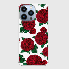 Чехол для iPhone 13 Pro с принтом Винтажные розы в Белгороде,  |  | Тематика изображения на принте: flowers | pattern | алые | бутоны | винный | винтаж | винтажные | готика | готический | девушкам | женщинам | красныерозы | лепестки | лето | листья | любовь | нежность | паттерн | подарок | праздник | природа
