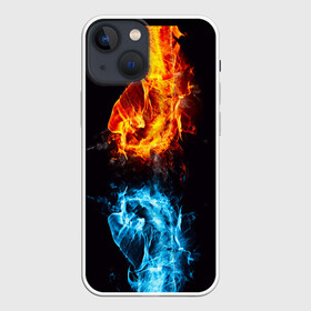 Чехол для iPhone 13 mini с принтом Огонь и Вода (противостояние) в Белгороде,  |  | Тематика изображения на принте: dark | битва | битваогней | бокс | борьба | брызги | вода | волна | дракон | иньянь | искры | крутой | лед | мужчинам | неоновый | огненный | огонь | пламенный | пламя | притяжение | против