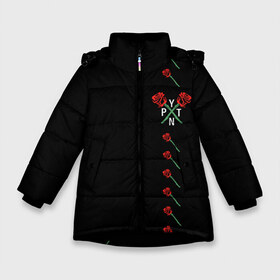 Зимняя куртка для девочек 3D с принтом Payton Moormeier в Белгороде, ткань верха — 100% полиэстер; подклад — 100% полиэстер, утеплитель — 100% полиэстер. | длина ниже бедра, удлиненная спинка, воротник стойка и отстегивающийся капюшон. Есть боковые карманы с листочкой на кнопках, утяжки по низу изделия и внутренний карман на молнии. 

Предусмотрены светоотражающий принт на спинке, радужный светоотражающий элемент на пуллере молнии и на резинке для утяжки. | p y t n | payton moormeier | pytn | tik tok | tiktok | tiktoker | блоггер пэйтон | добро и зло | мурмейер | мурмиер | пейтон | разбитое сердце | розы | тик ток | тикток