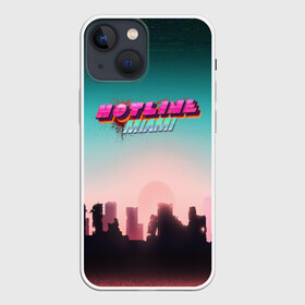 Чехол для iPhone 13 mini с принтом HOTLINE MIAMI в Белгороде,  |  | abstraction games | dennaton games | devolver digital | game | hotline miami | hotline miami 2: wrong number | retrowave | synthwave | мотель | мотель майами