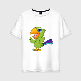 Женская футболка хлопок Oversize с принтом Мексиканский Попугай в Белгороде, 100% хлопок | свободный крой, круглый ворот, спущенный рукав, длина до линии бедер
 | детские | звери | картинки | мексиканский | мультфильмы | позитив | попугай | прикольные | птицы | экзотические