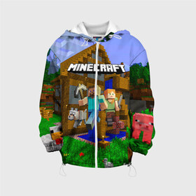 Детская куртка 3D с принтом Minecraft в Белгороде, 100% полиэстер | застежка — молния, подол и капюшон оформлены резинкой с фиксаторами, по бокам — два кармана без застежек, один потайной карман на груди, плотность верхнего слоя — 90 г/м2; плотность флисового подклада — 260 г/м2 | craft | game | mine | minecraft | minecraftmemories | pixel | tnt | twitter | блок | динамит | игра | красный блок | майнкрафт | маркус перссон | пиксель | ремесло | тротил | шахта