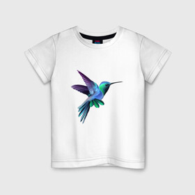 Детская футболка хлопок с принтом Колибри в Белгороде, 100% хлопок | круглый вырез горловины, полуприлегающий силуэт, длина до линии бедер | арт | животные | картинка | птица колибри | птица нектарница | рисунок