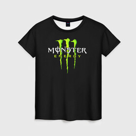 Женская футболка 3D с принтом MONSTER ENERGY в Белгороде, 100% полиэфир ( синтетическое хлопкоподобное полотно) | прямой крой, круглый вырез горловины, длина до линии бедер | black monster | bmx | claw | cybersport | energy | monster | monster energy | moto | motocross | race | sport | киберспорт | когти | монстер энерджи | монстр | мото | мотокросс | ралли | скейтбординг | спорт | энергия