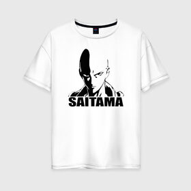 Женская футболка хлопок Oversize с принтом Saitama в Белгороде, 100% хлопок | свободный крой, круглый ворот, спущенный рукав, длина до линии бедер
 | one punch man | saitama | ванпанчмен | герои | люди | персонажи | сайтама