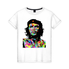 Женская футболка хлопок с принтом Che в Белгороде, 100% хлопок | прямой крой, круглый вырез горловины, длина до линии бедер, слегка спущенное плечо | argentina | che guevara | color | cuba | paint | revolutionary | аргентина | краска | куба | революционер | цвет | че гевара