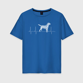 Женская футболка хлопок Oversize с принтом Кардиограмма Собака в Белгороде, 100% хлопок | свободный крой, круглый ворот, спущенный рукав, длина до линии бедер
 | кардиограмма | любовь | любовь к собакам | пёс | сердце | собака | собаки | собачник